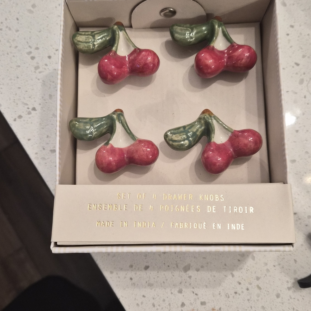 Cherry Drawer Knobs - Red and Green